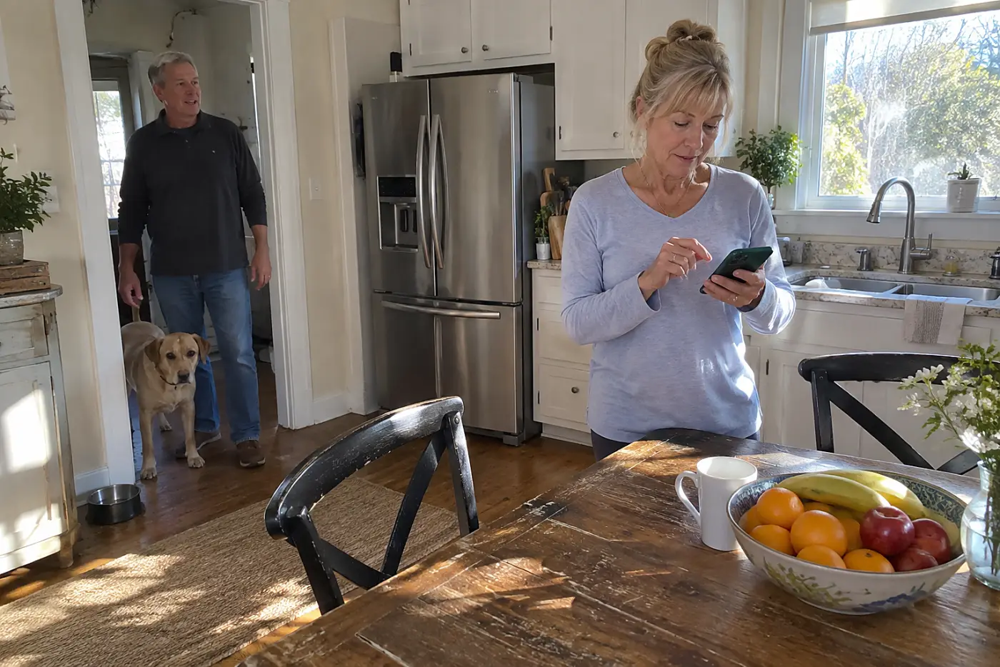 Older woman finding a workout app receipt in her email on a phone.